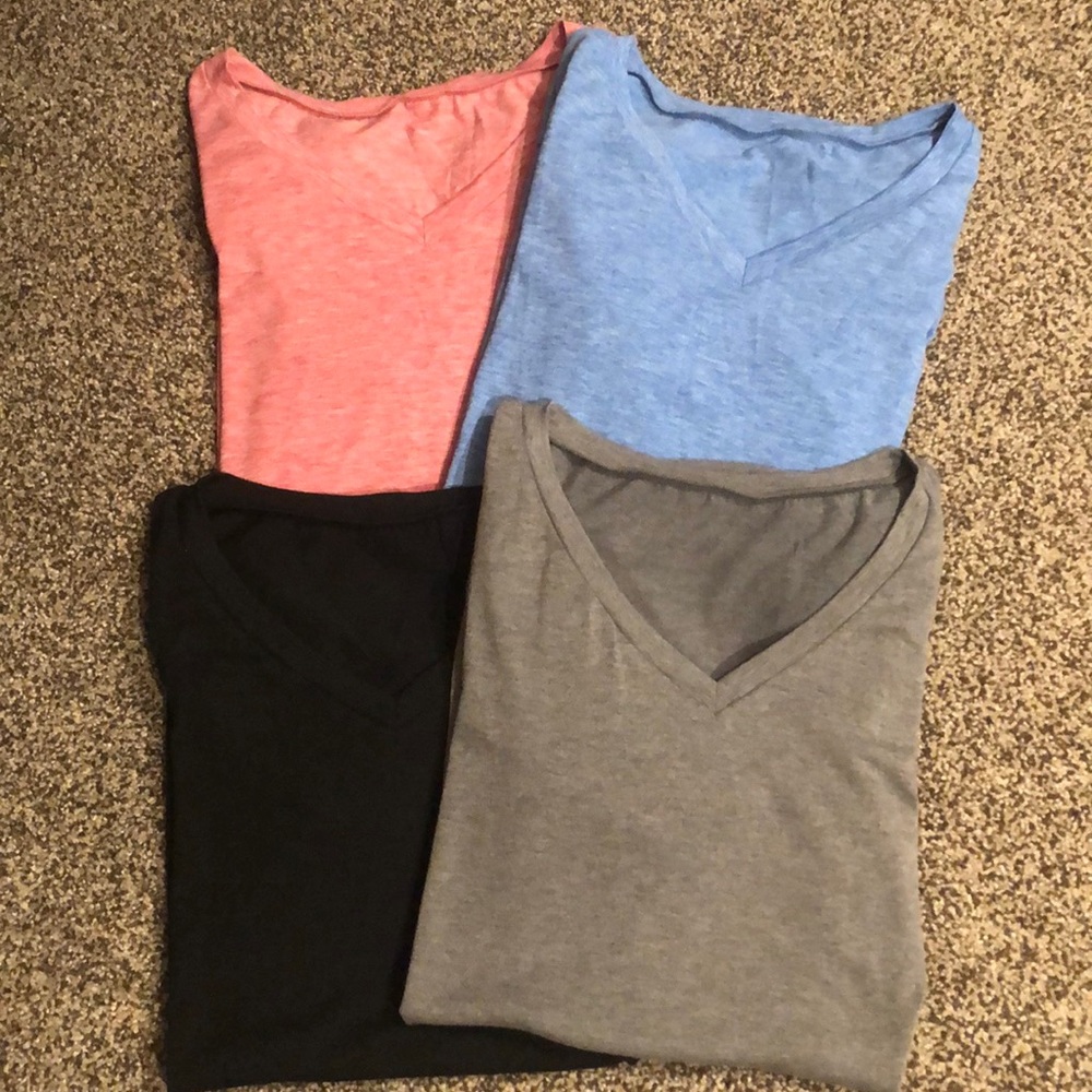 Four Women’s V Neck Long Sleeve Casual Loose Fitting Button Tunic Tops - Small